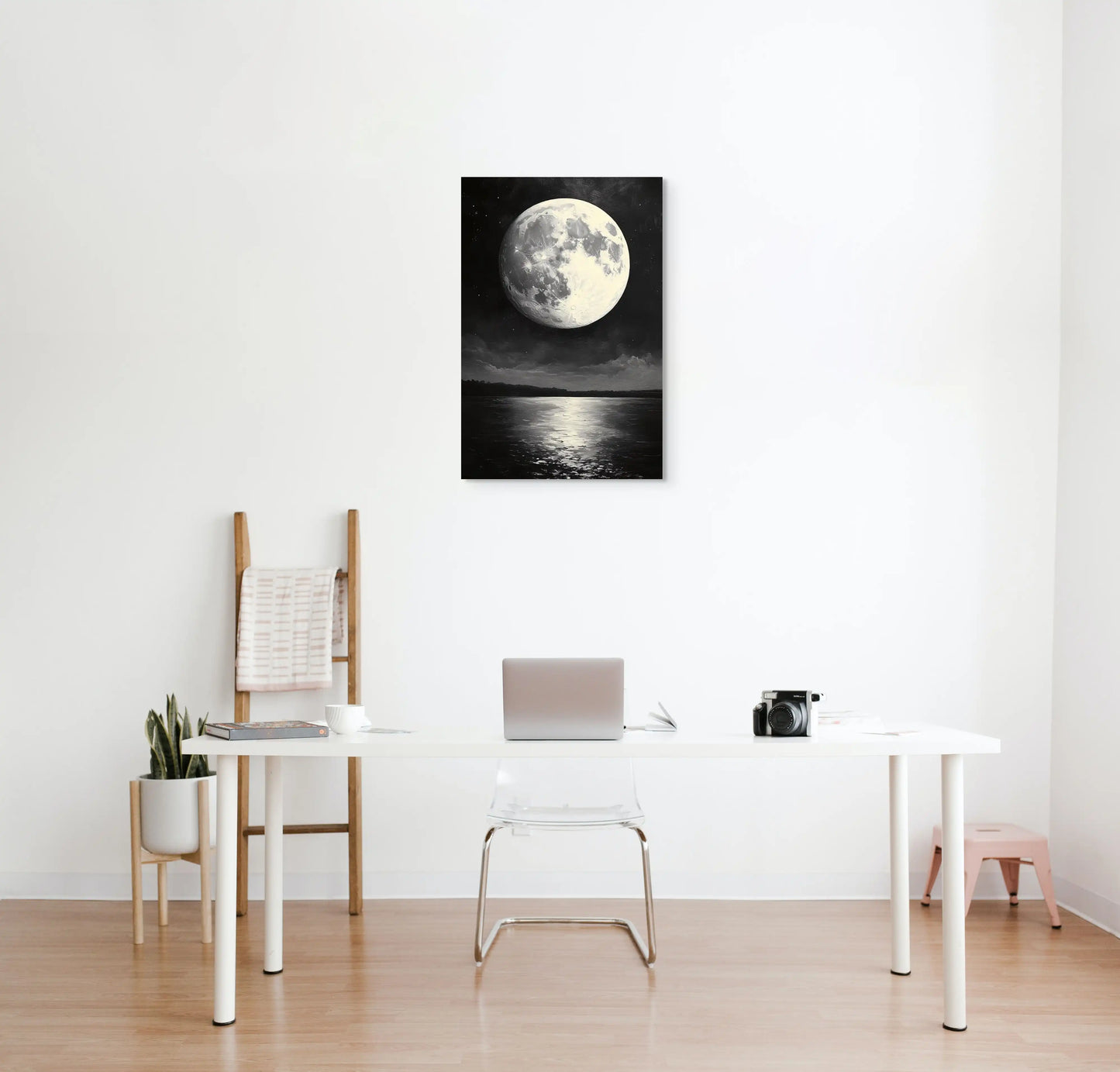 Tableau Lune Noir et Blanc : Reflets Nocturnes Affiches, reproductions et œuvres graphiques Art Virtuoso