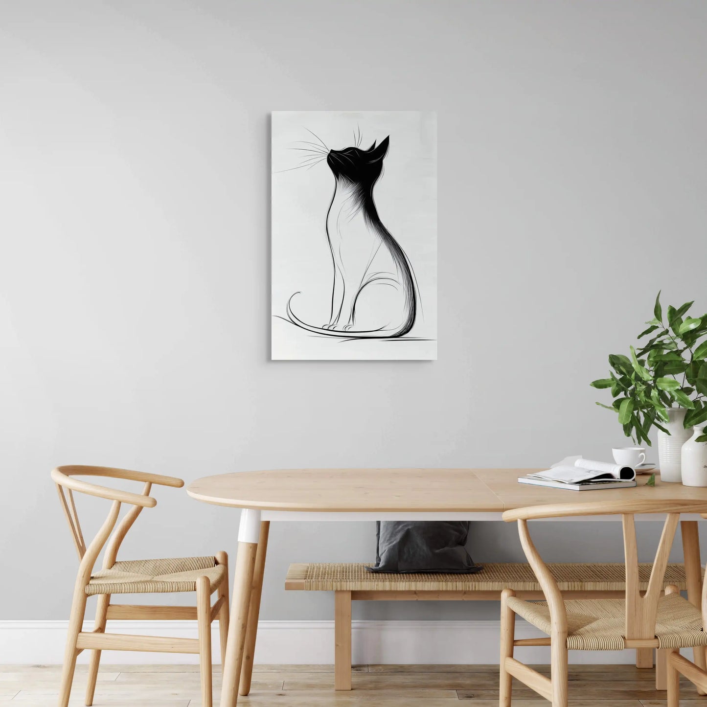 Tableau Minimaliste Chat - Élégance Épurée Affiches, reproductions et œuvres graphiques Art Virtuoso