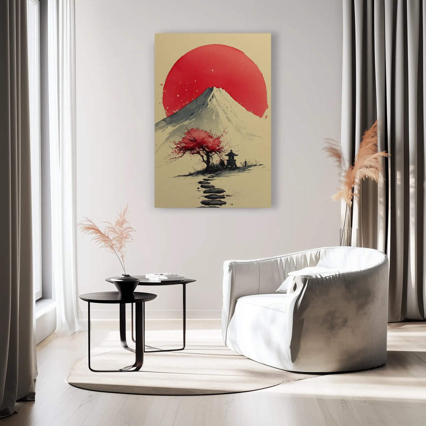 Wandbild Japanischer Berg – Rote Morgenröte über dem Fuji