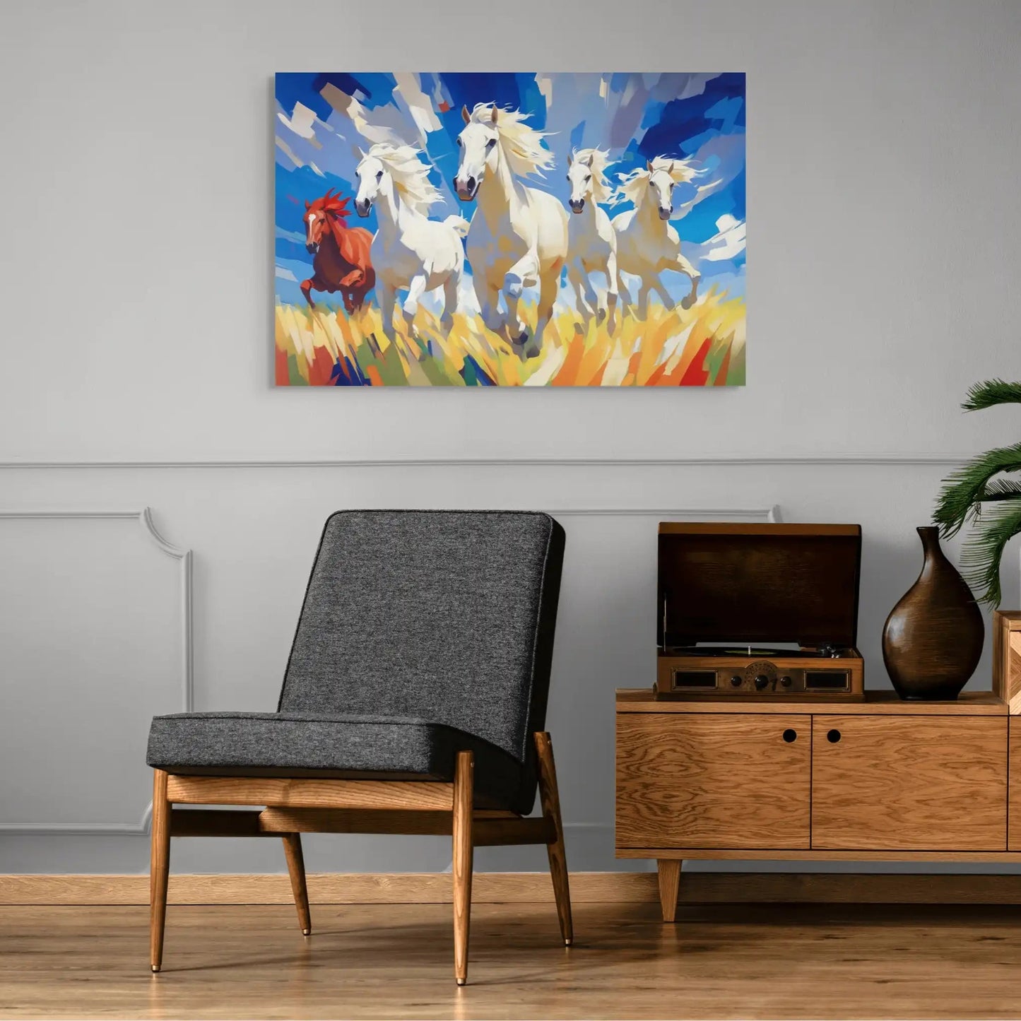 Tableau Peinture Chevaux Sauvages - Liberté Éclatante Affiches, reproductions et œuvres graphiques Art Virtuoso