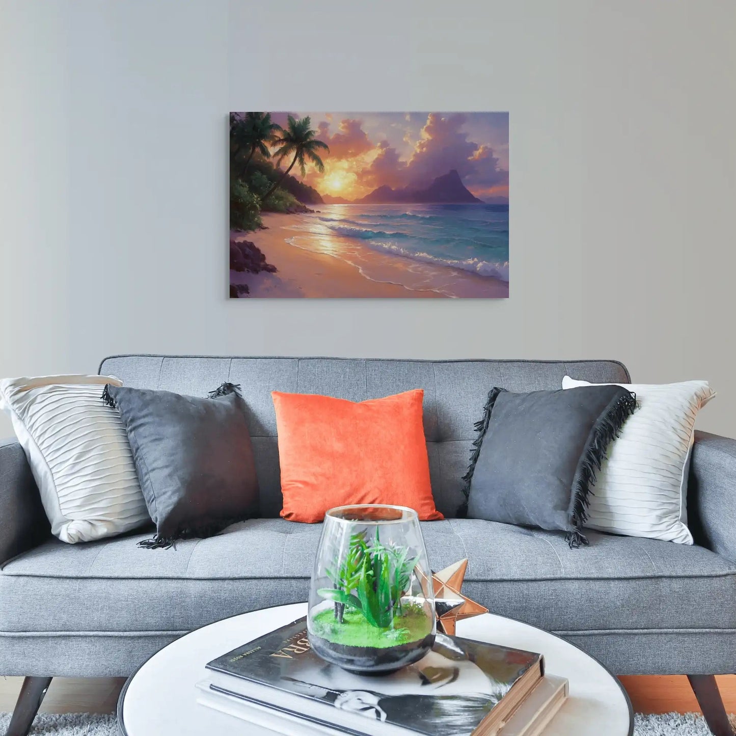 Tableau Peinture Huile - Paysage Tropical Couchant Affiches, reproductions et œuvres graphiques Art Virtuoso