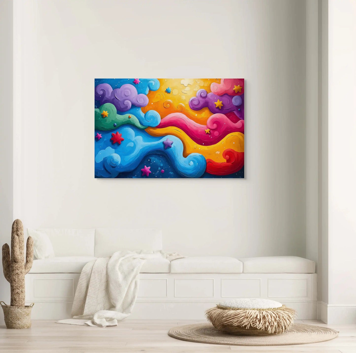 Tableau Peinture pour Petite Fille - Voyage Coloré dans les Cieux Affiches, reproductions et œuvres graphiques Art Virtuoso