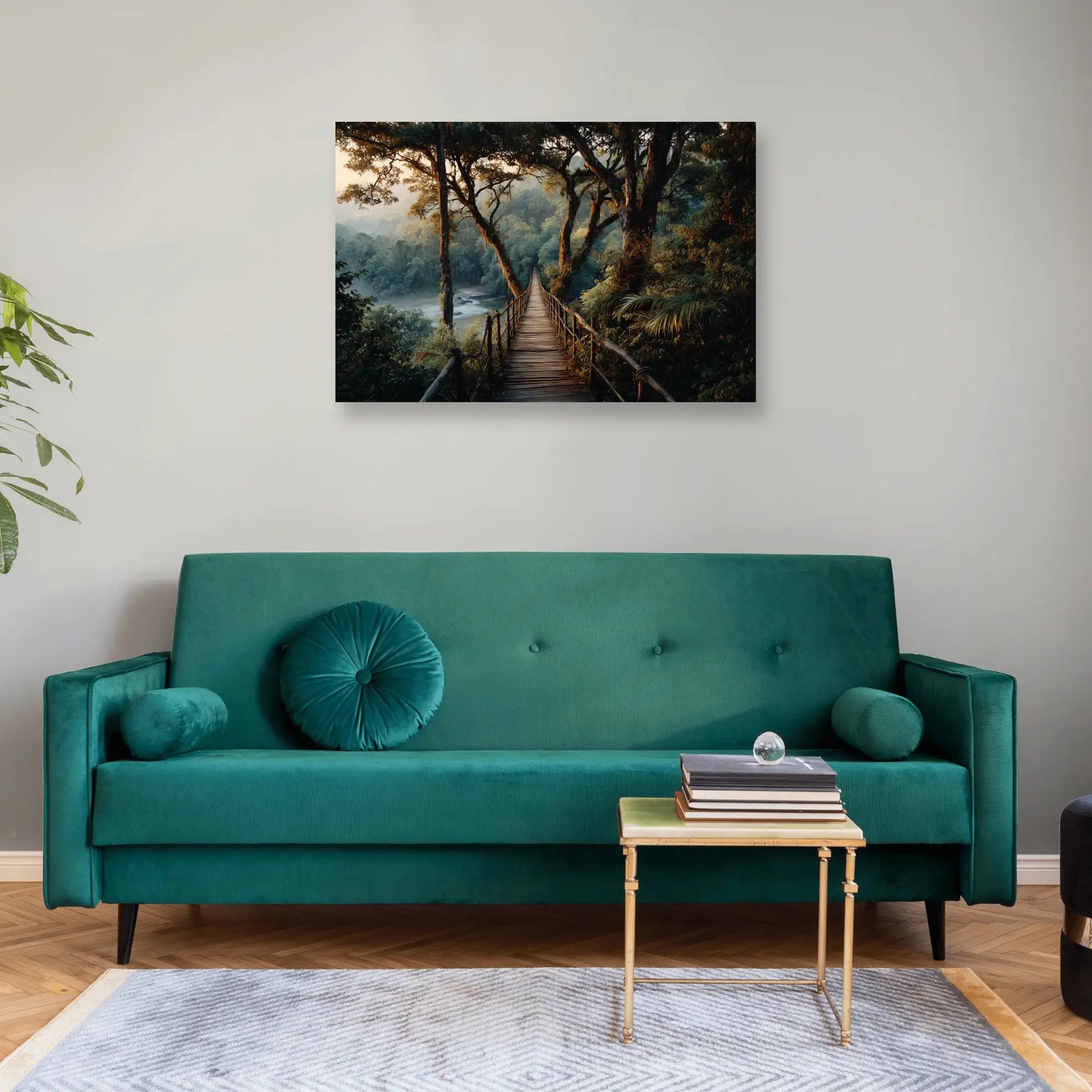 Tableau Pont Suspendu Jungle : Passerelle Mystique