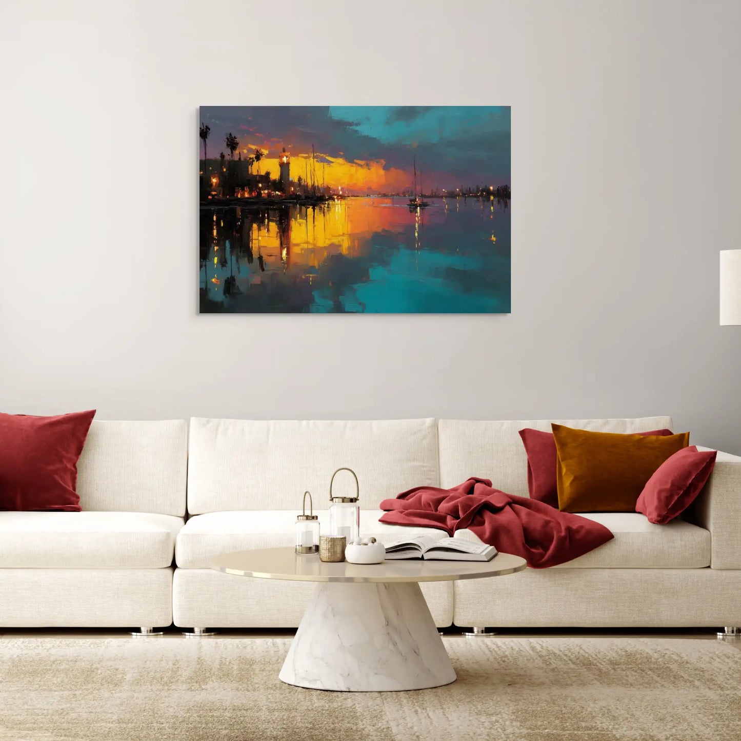 Tableau Port Coucher de Soleil : Marina Nocturne