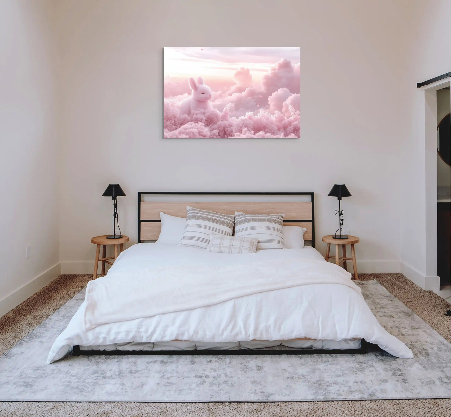 Tableau Rose Enfant - Rêverie au Pays des Nuages Affiches, reproductions et œuvres graphiques Art Virtuoso