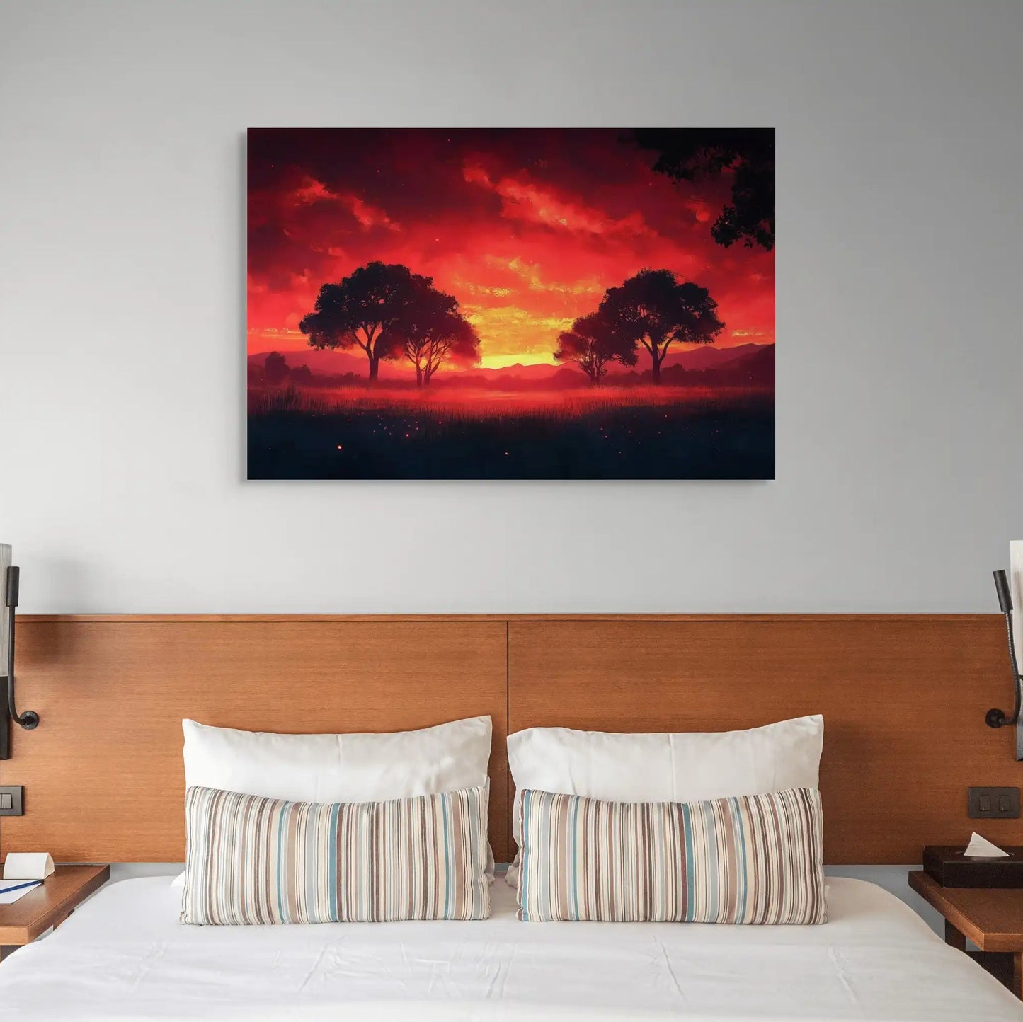 Tableau Rouge pour Salon - Coucher de Soleil Poétique Affiches, reproductions et œuvres graphiques Art Virtuoso