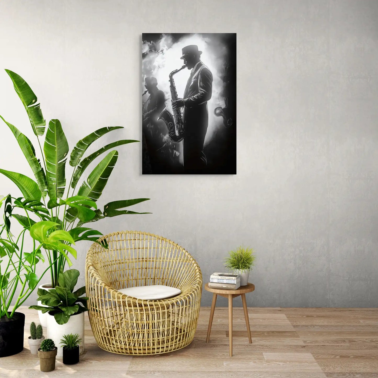 Tableau Saxophoniste Noir et Blanc - Blues Nocturne Affiches, reproductions et œuvres graphiques Art Virtuoso