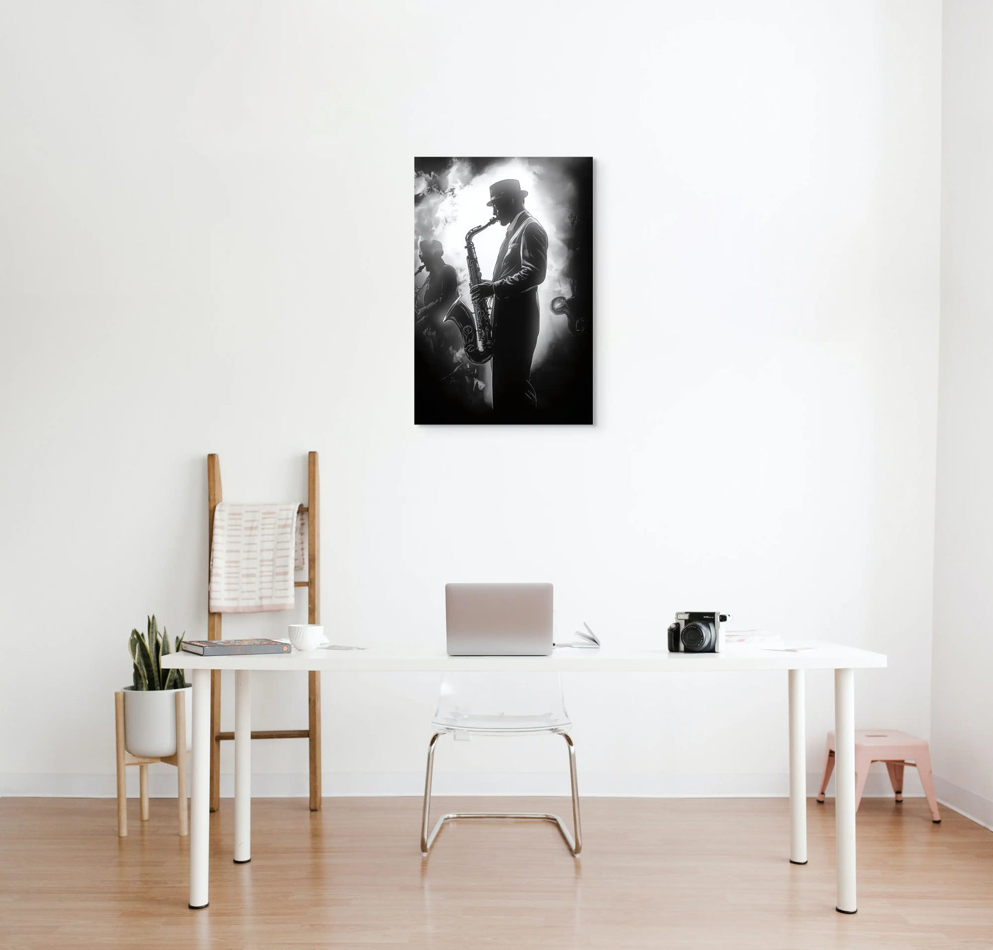 Tableau Saxophoniste Noir et Blanc - Blues Nocturne Affiches, reproductions et œuvres graphiques Art Virtuoso