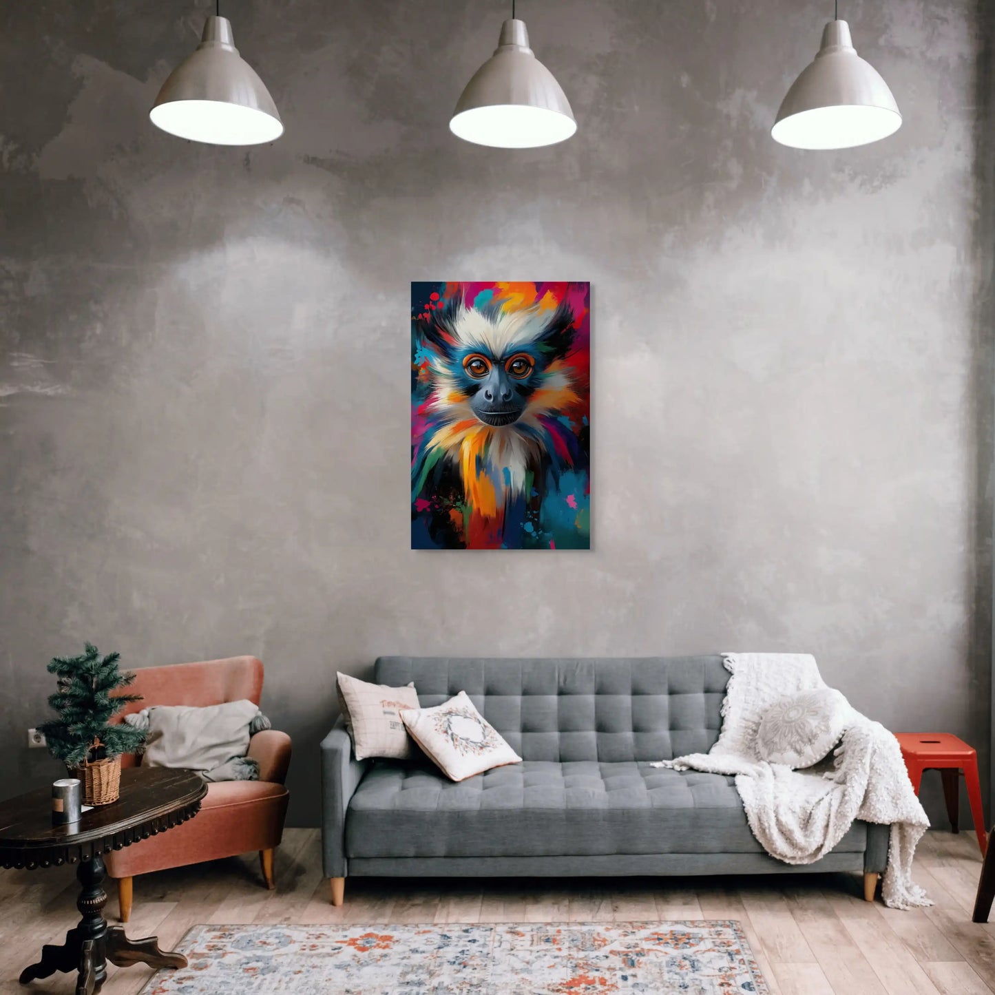 Tableau Singe Multicolore : Explosion de Couleurs Affiches, reproductions et œuvres graphiques Art Virtuoso