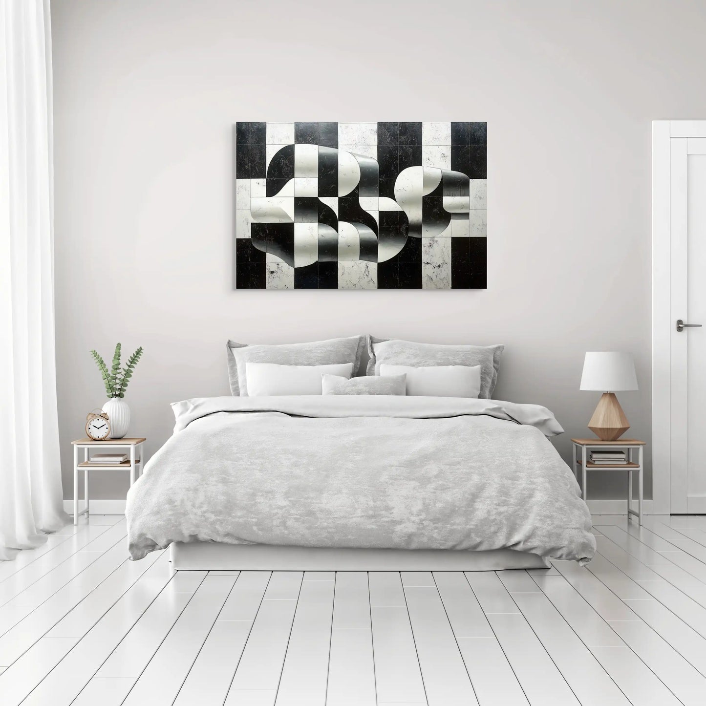 Tableau Style Noir et Blanc : Échiquier en Mouvement Affiches, reproductions et œuvres graphiques Art Virtuoso