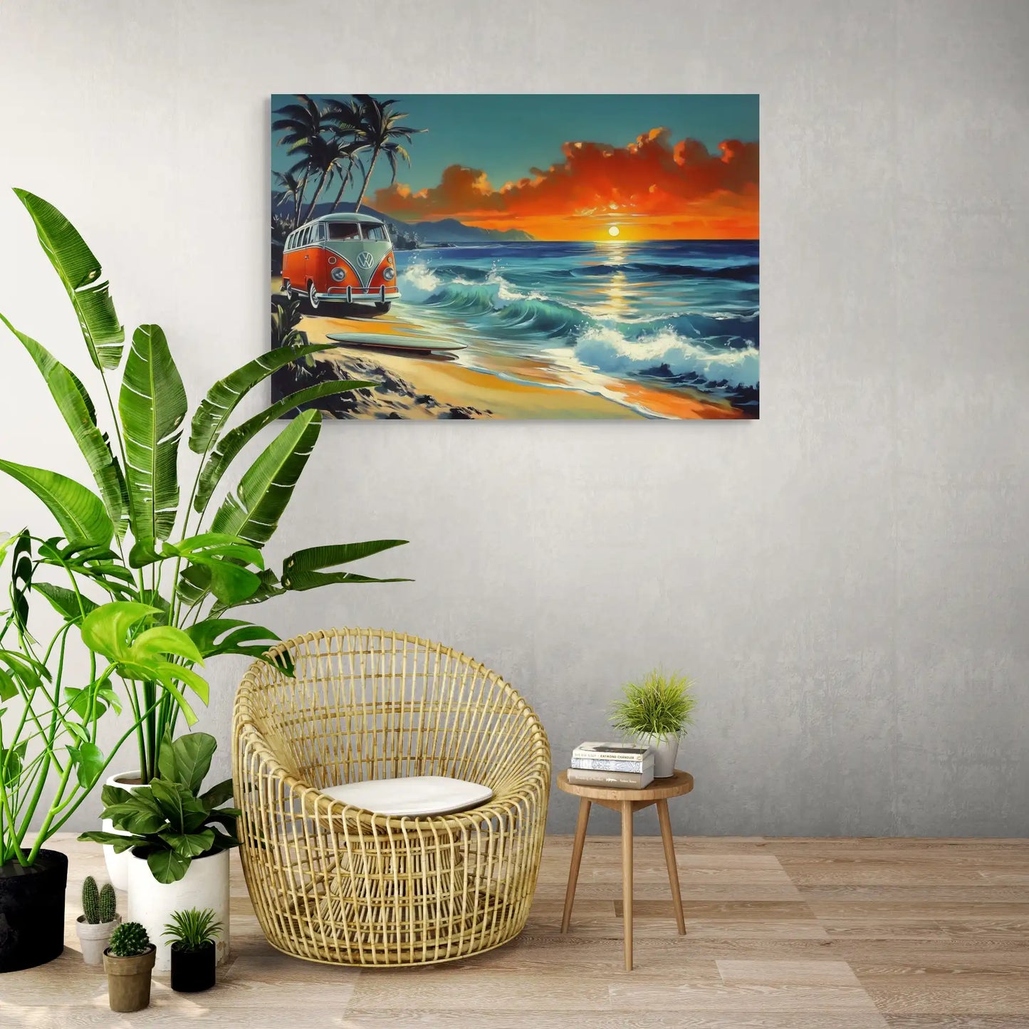Tableau Surf Vintage : Paradise Sunset Affiches, reproductions et œuvres graphiques Art Virtuoso