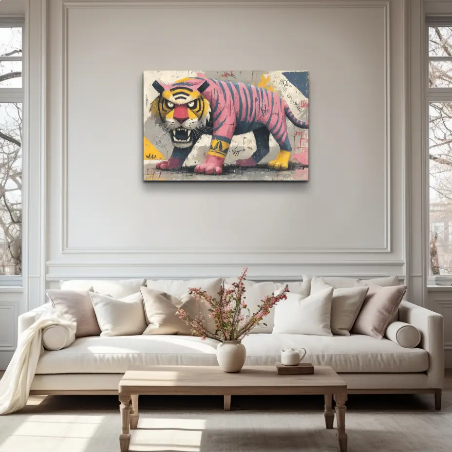 Tableau Tigre Street Art : Rebelle Urbain