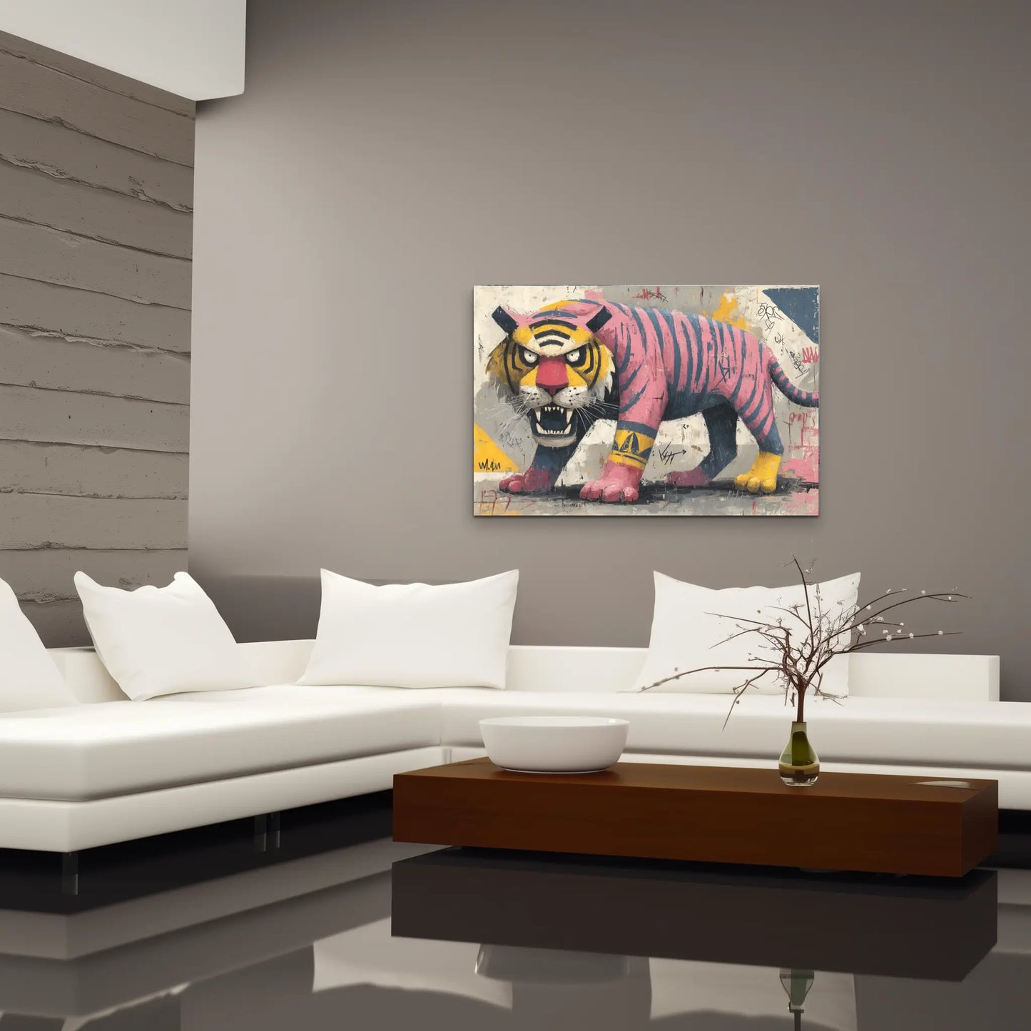 Tableau Tigre Street Art : Rebelle Urbain