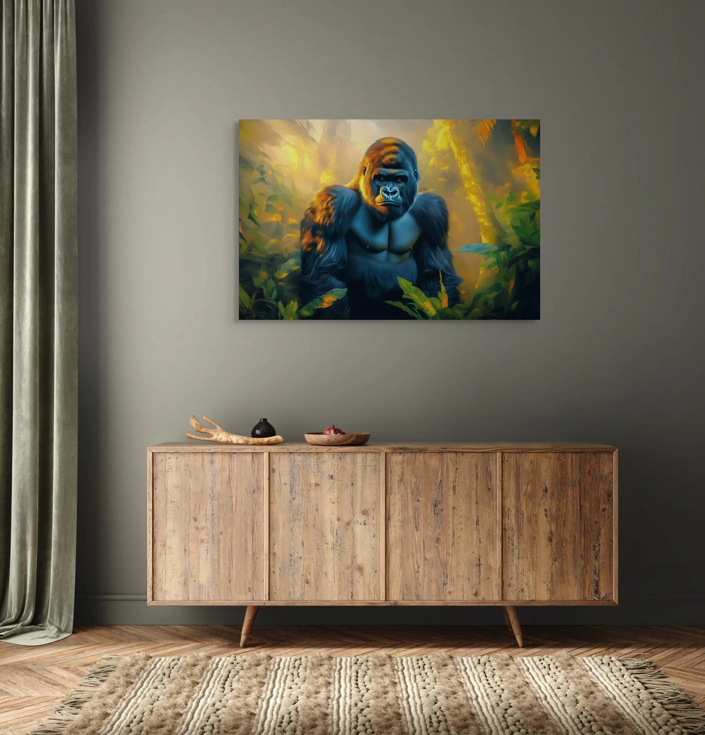 Tableau Toile Gorille : Majesté Dorée Affiches, reproductions et œuvres graphiques Art Virtuoso