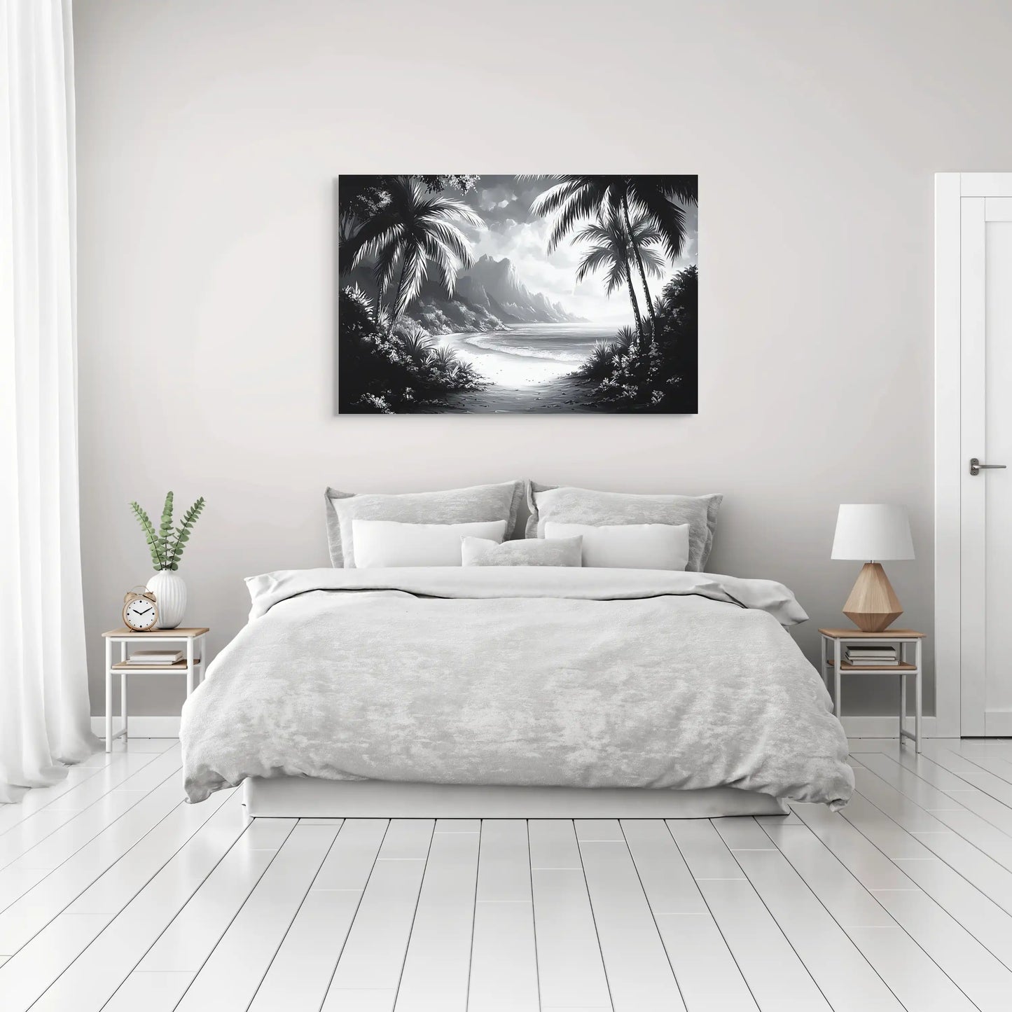 Tableau Tropical Noir et Blanc : Hawaï Monochrome Affiches, reproductions et œuvres graphiques Art Virtuoso