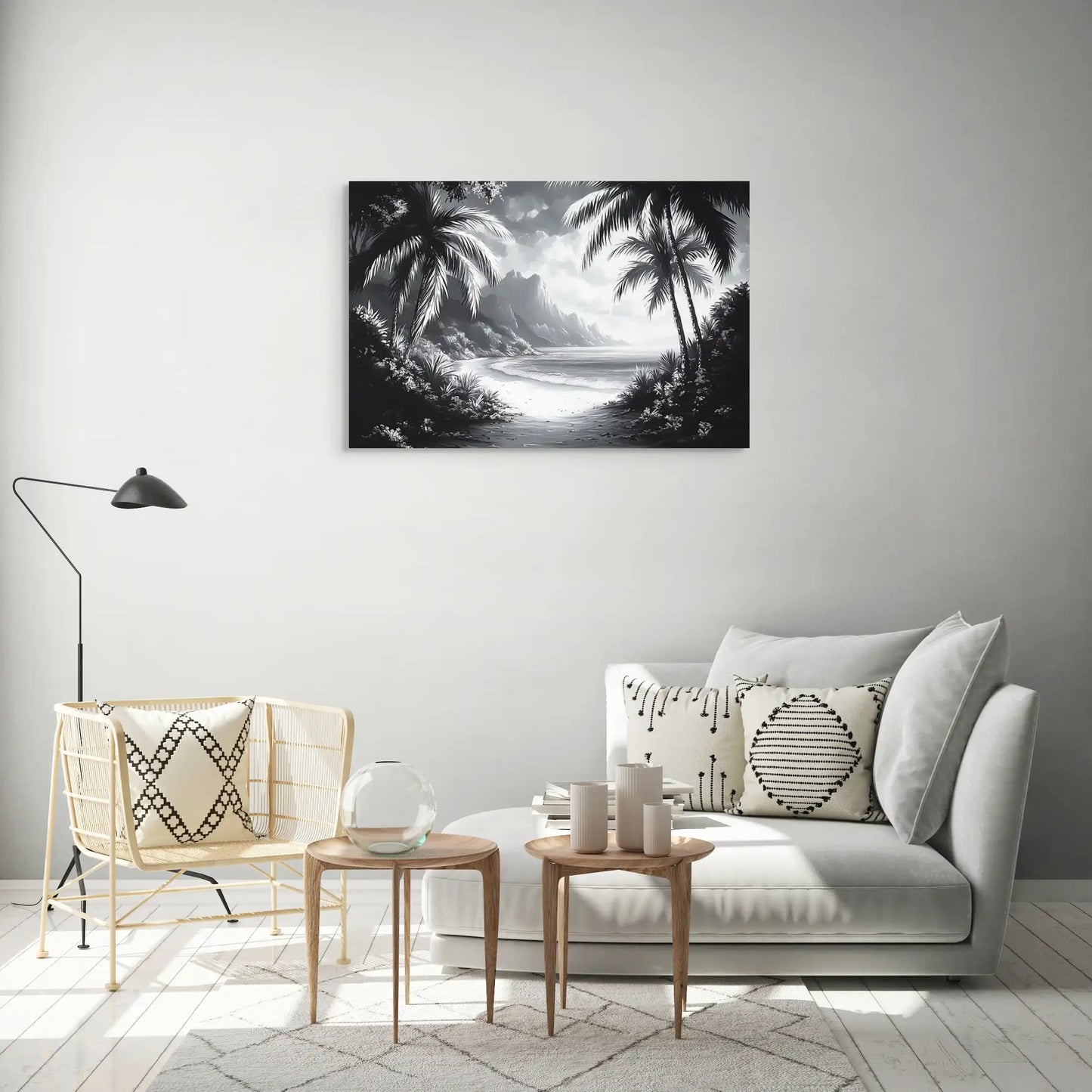 Tableau Tropical Noir et Blanc : Hawaï Monochrome Affiches, reproductions et œuvres graphiques Art Virtuoso