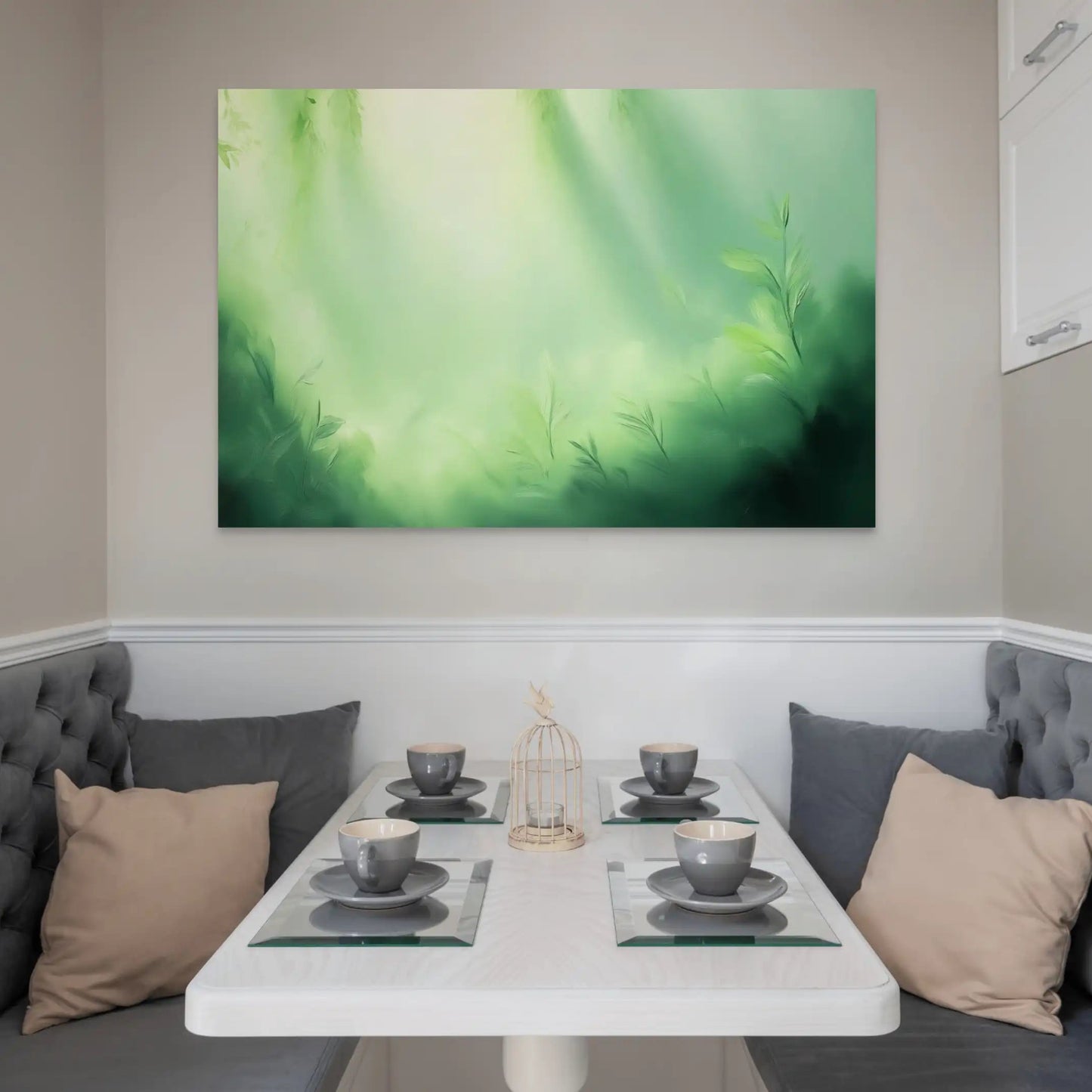 Tableau Vert Clair - Jardin de Brume Affiches, reproductions et œuvres graphiques Art Virtuoso