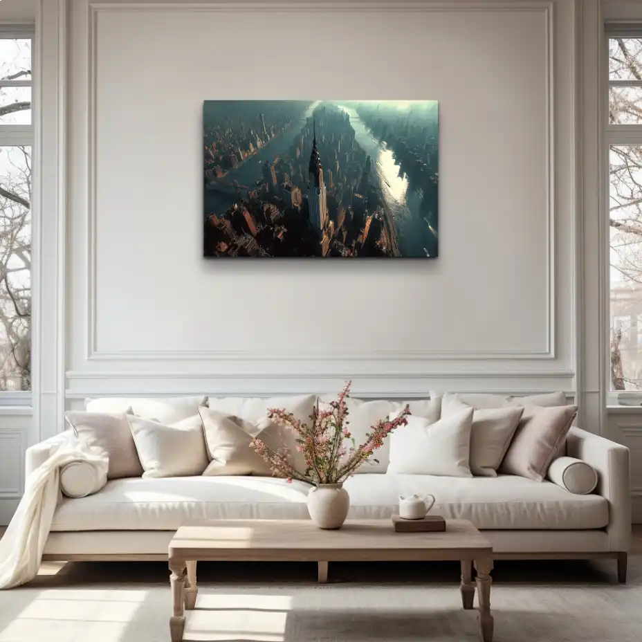 Tableau Vue New York : Manhattan depuis les Cieux