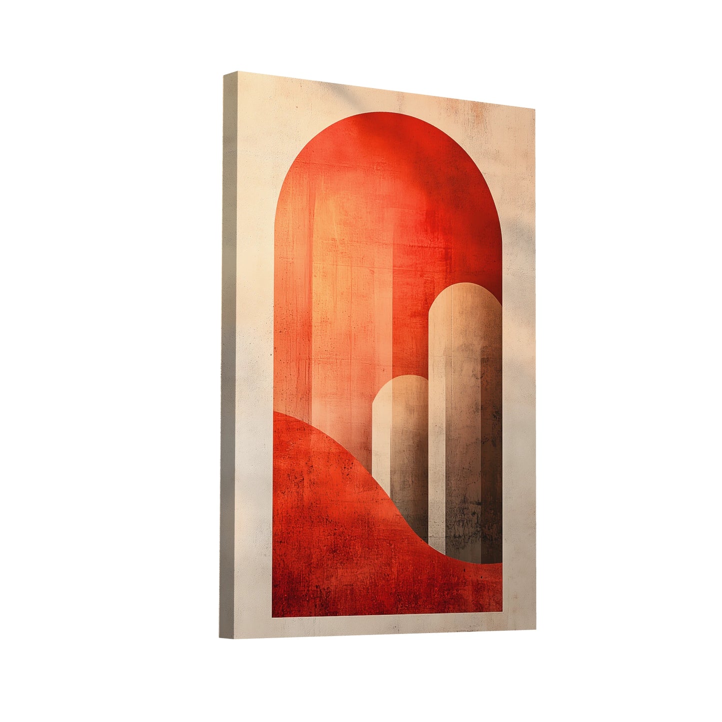 Product Hero 3D WebP Terracotta et Gris sur Toile en Camaïeu - Art Virtuoso