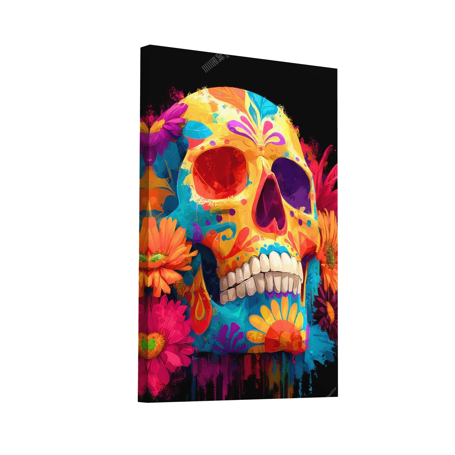 Product Hero 3D WebP Toile Art Mexicain Tête de Mort (Calavera) - Art Virtuoso
