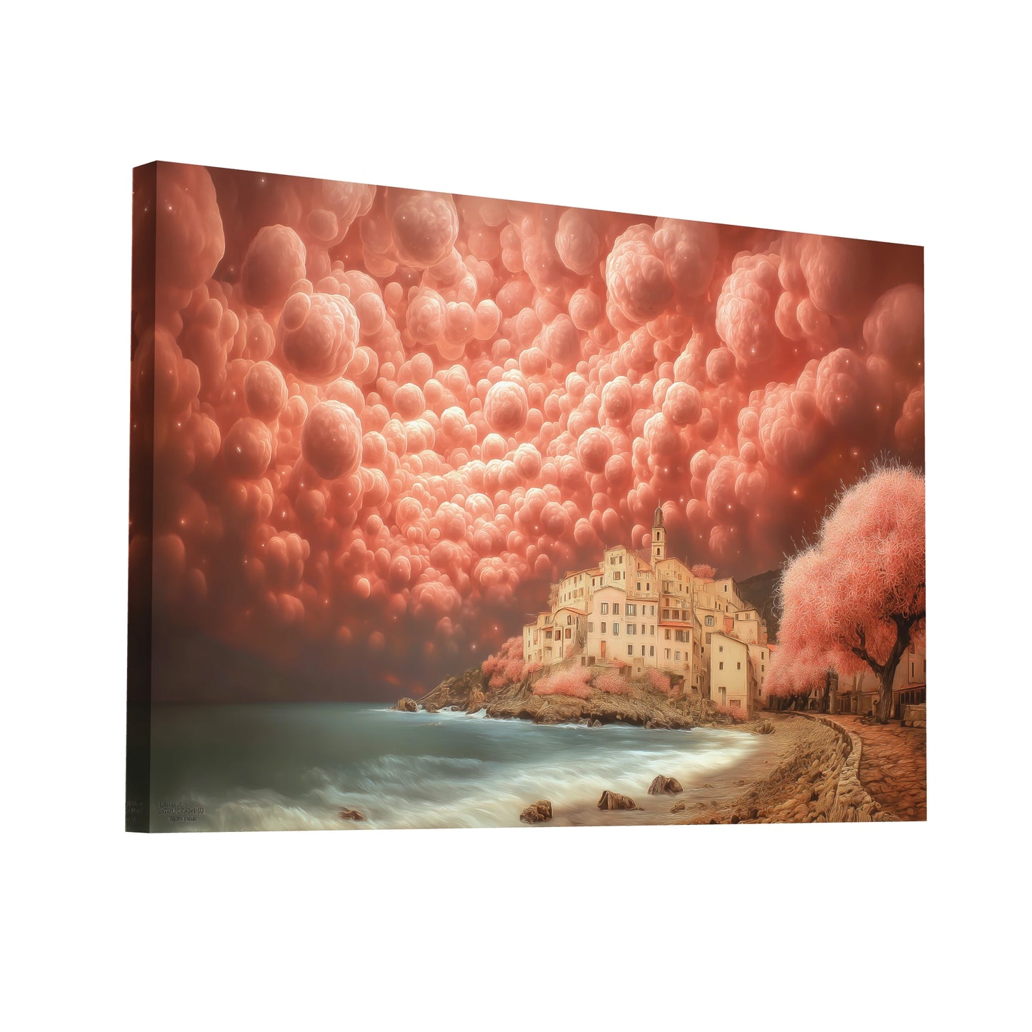 Product Hero 3D WebP Toile Ciel de Corail surréaliste - Art Virtuoso