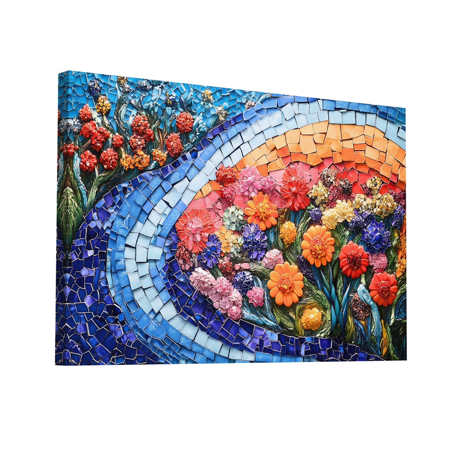 Product Hero 3D WebP Toile Mosaïque - Couleurs Florales - Art Virtuoso