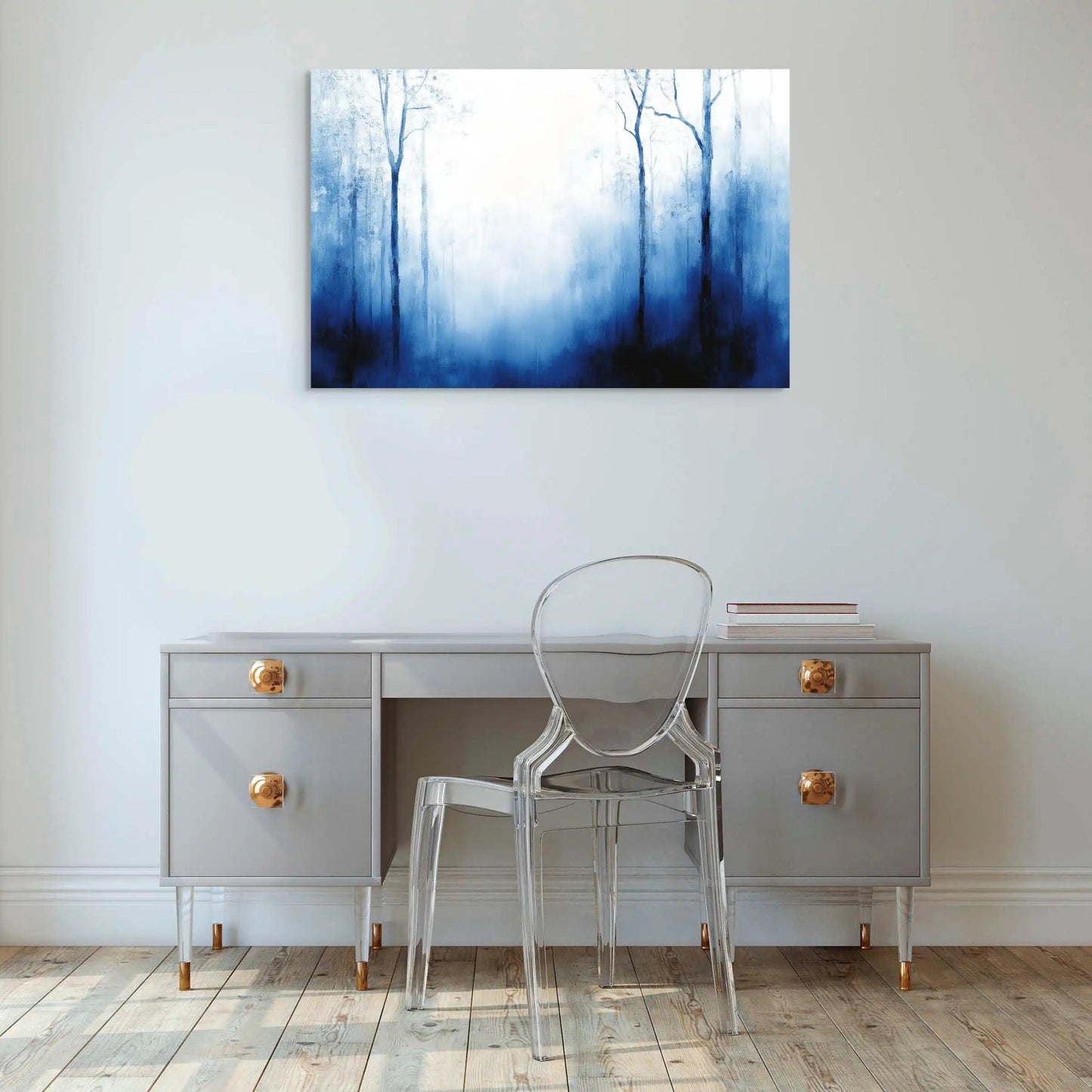 Tableau Toile Bleue - Forêt Brumeuse Affiches, reproductions et œuvres graphiques Art Virtuoso