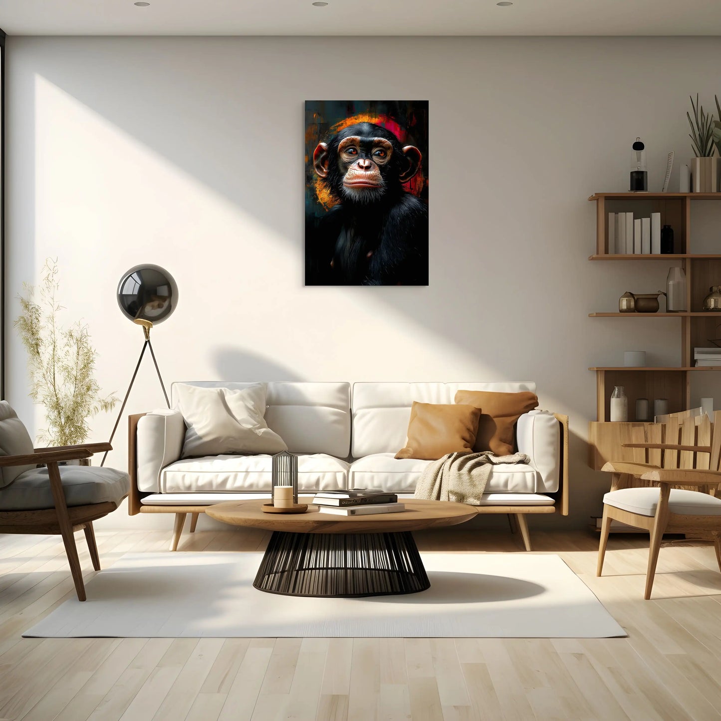 Toile Chimpanzé : Regard de Braise Affiches, reproductions et œuvres graphiques Art Virtuoso