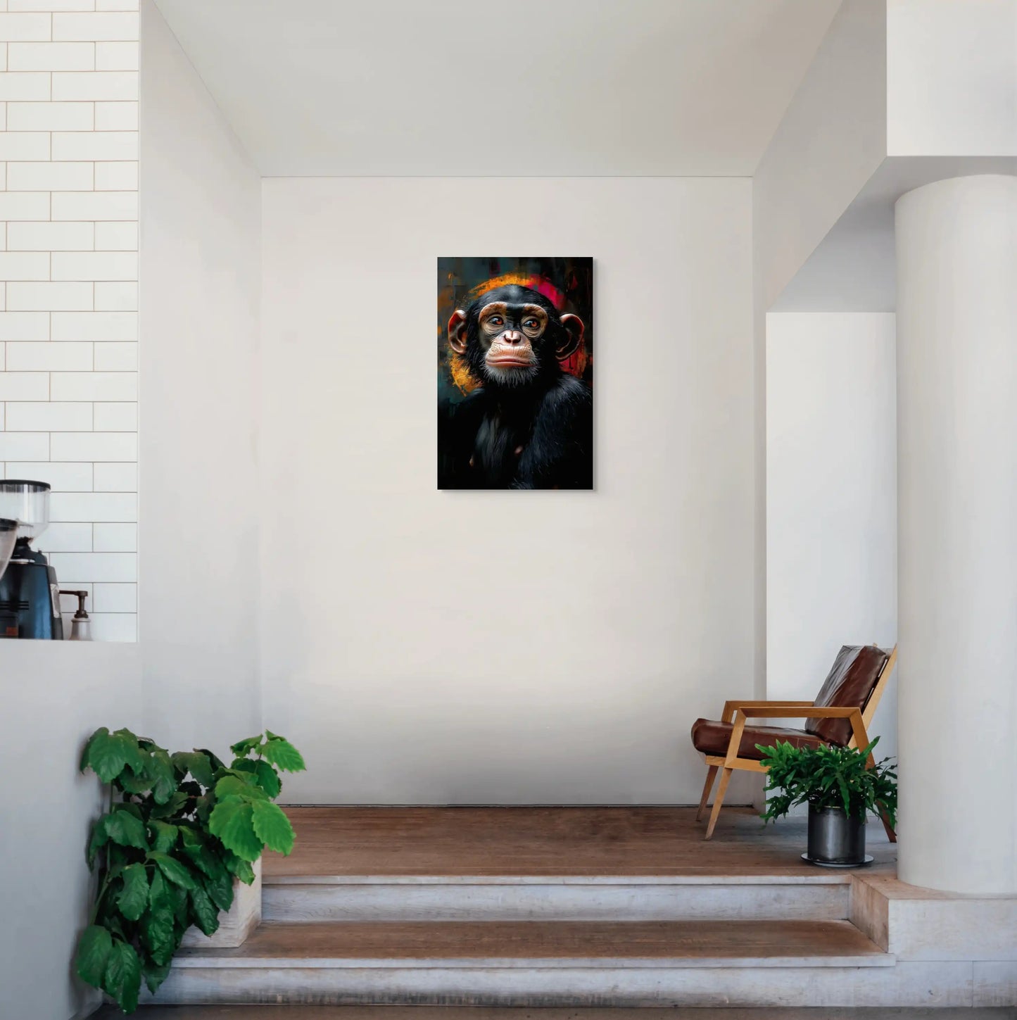 Toile Chimpanzé : Regard de Braise Affiches, reproductions et œuvres graphiques Art Virtuoso