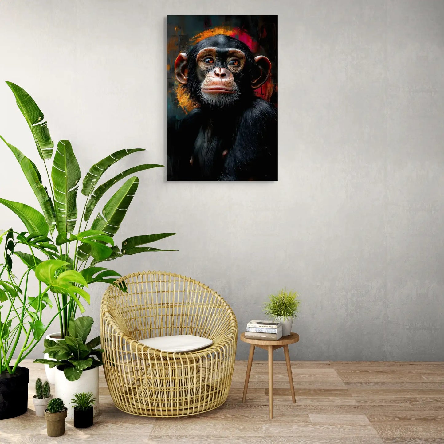 Toile Chimpanzé : Regard de Braise Affiches, reproductions et œuvres graphiques Art Virtuoso