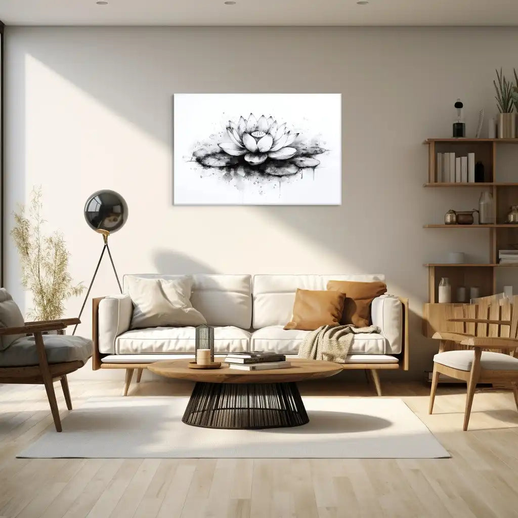 Toile Zen Fleur de Lotus - Dessin Minimaliste Affiches, reproductions et œuvres graphiques Art Virtuoso