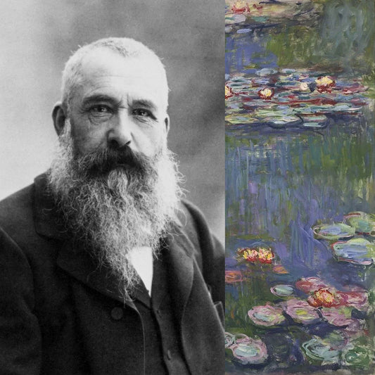 Portrait de Claude Monet associé aux couleurs de ses Nymphéas
