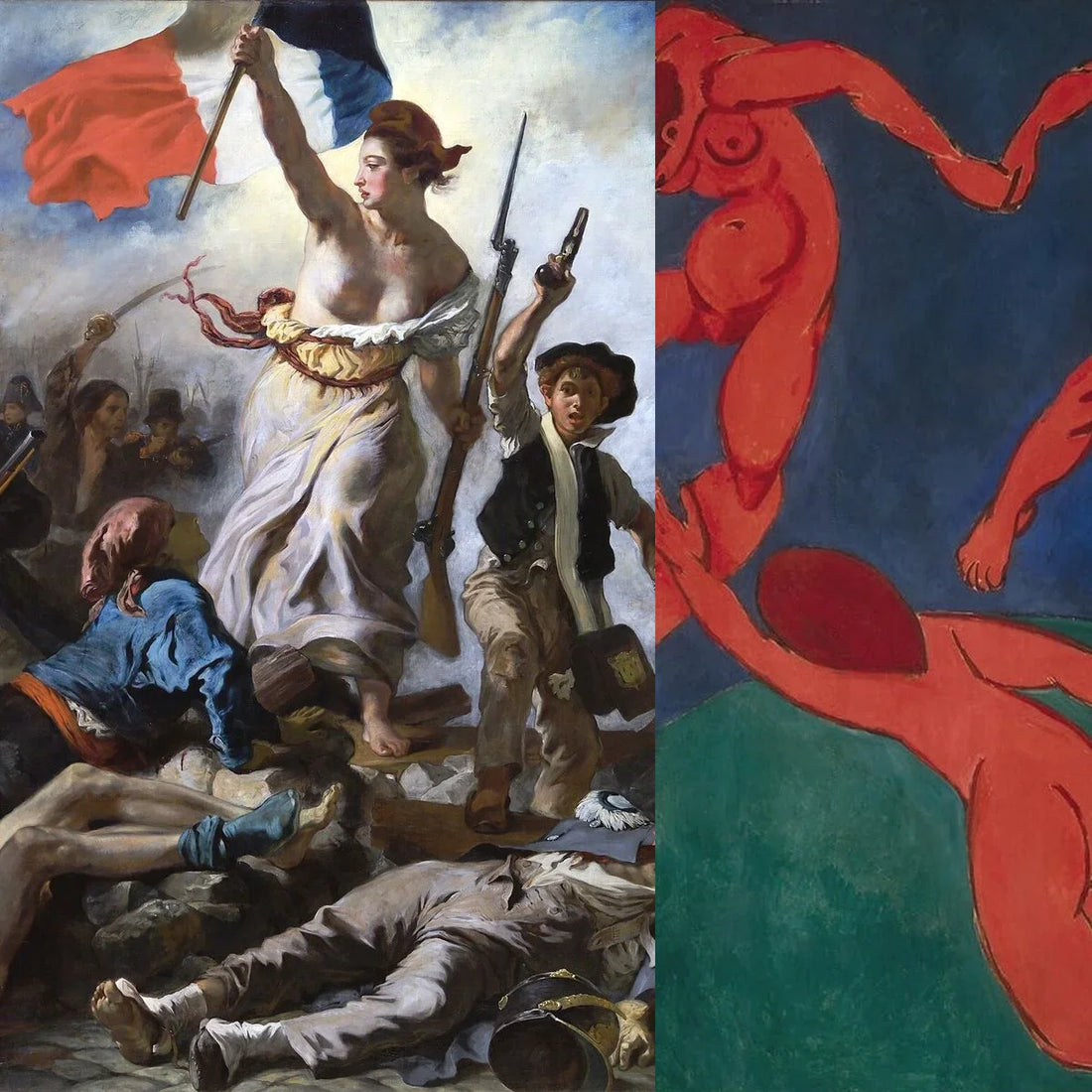 La Liberté guidant le peuple de Delacroix et La Danse de Matisse réunies dans une couverture carrée