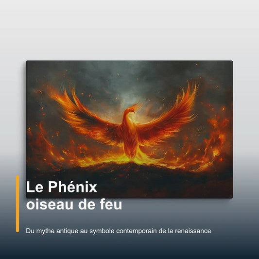 Tableau Phénix en envol au cœur des flammes dans un intérieur