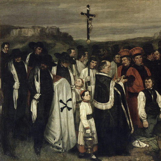 Détail carré d’Un enterrement à Ornans de Gustave Courbet
