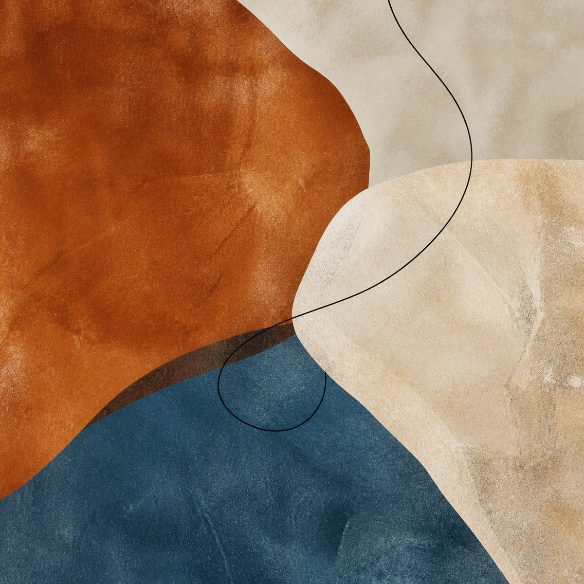 Formes organiques et textures minérales pour la collection d’affiches abstraites