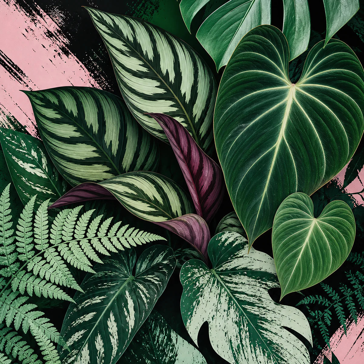 Composition de feuillages verts pour la collection d’affiches botaniques