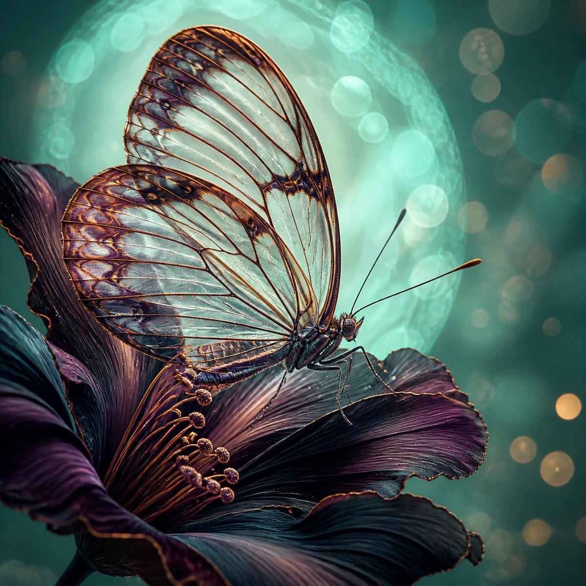 Papillon aux ailes translucides pour la collection d’affiches d’insectes et papillons