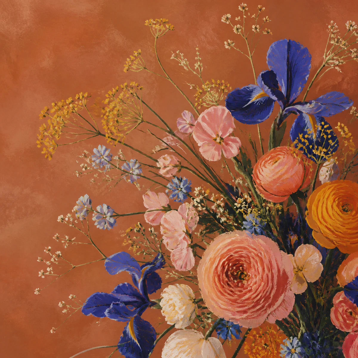 Bouquet asymétrique coloré pour la collection d’affiches de fleurs