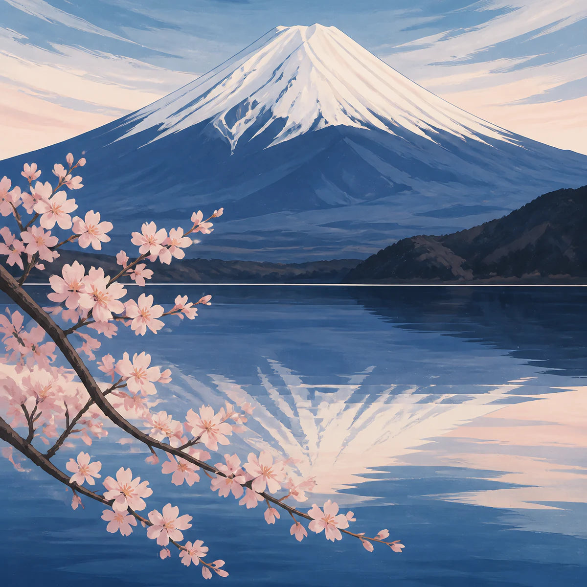 Mont Fuji et fleurs de cerisier pour la collection d’affiches de pays et destinations