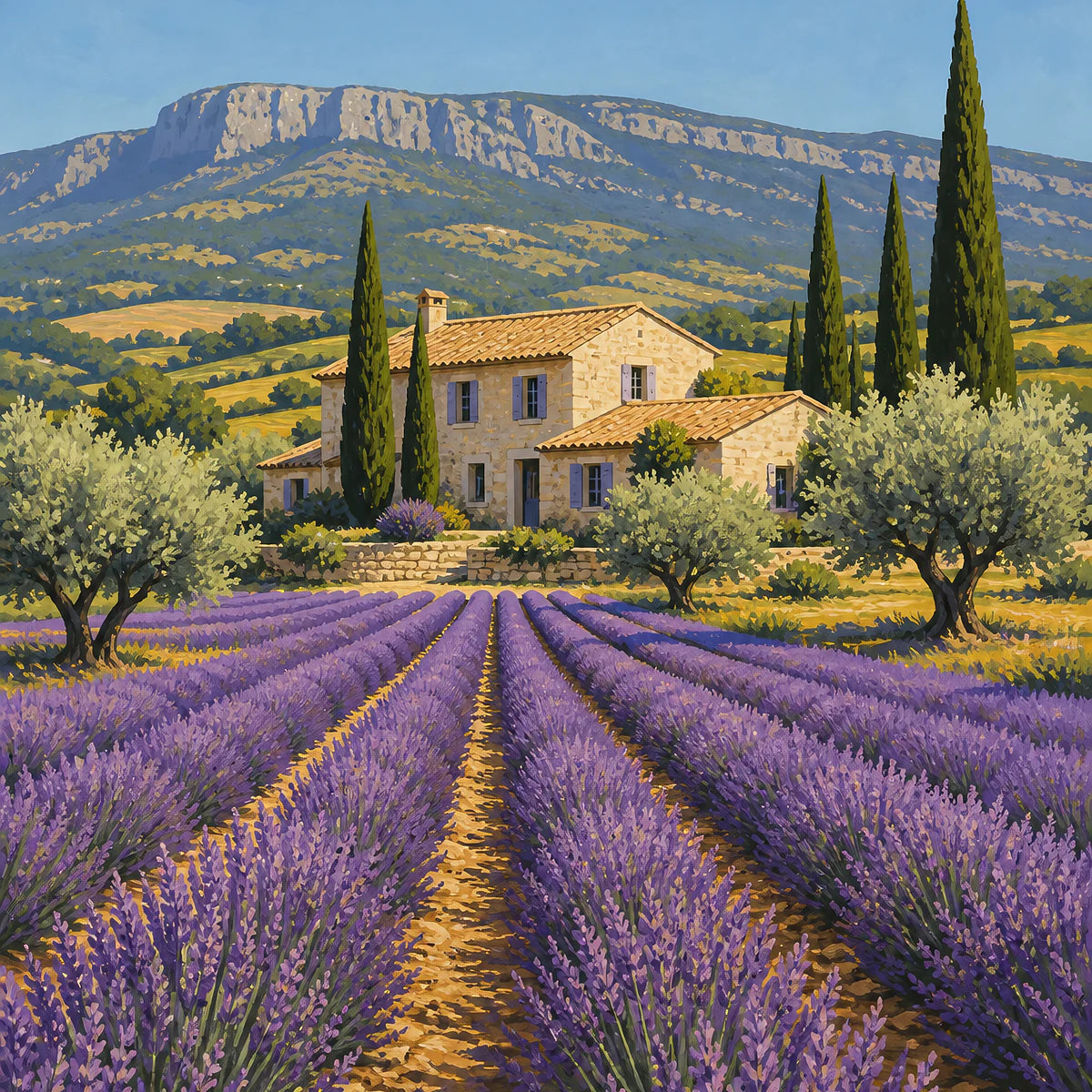 Champs de lavande en Provence pour la collection d’affiches de régions françaises