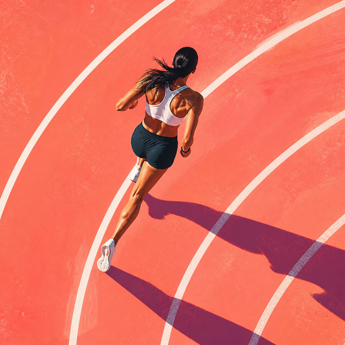 Coureuse sur une piste courbe pour la collection d’affiches sport