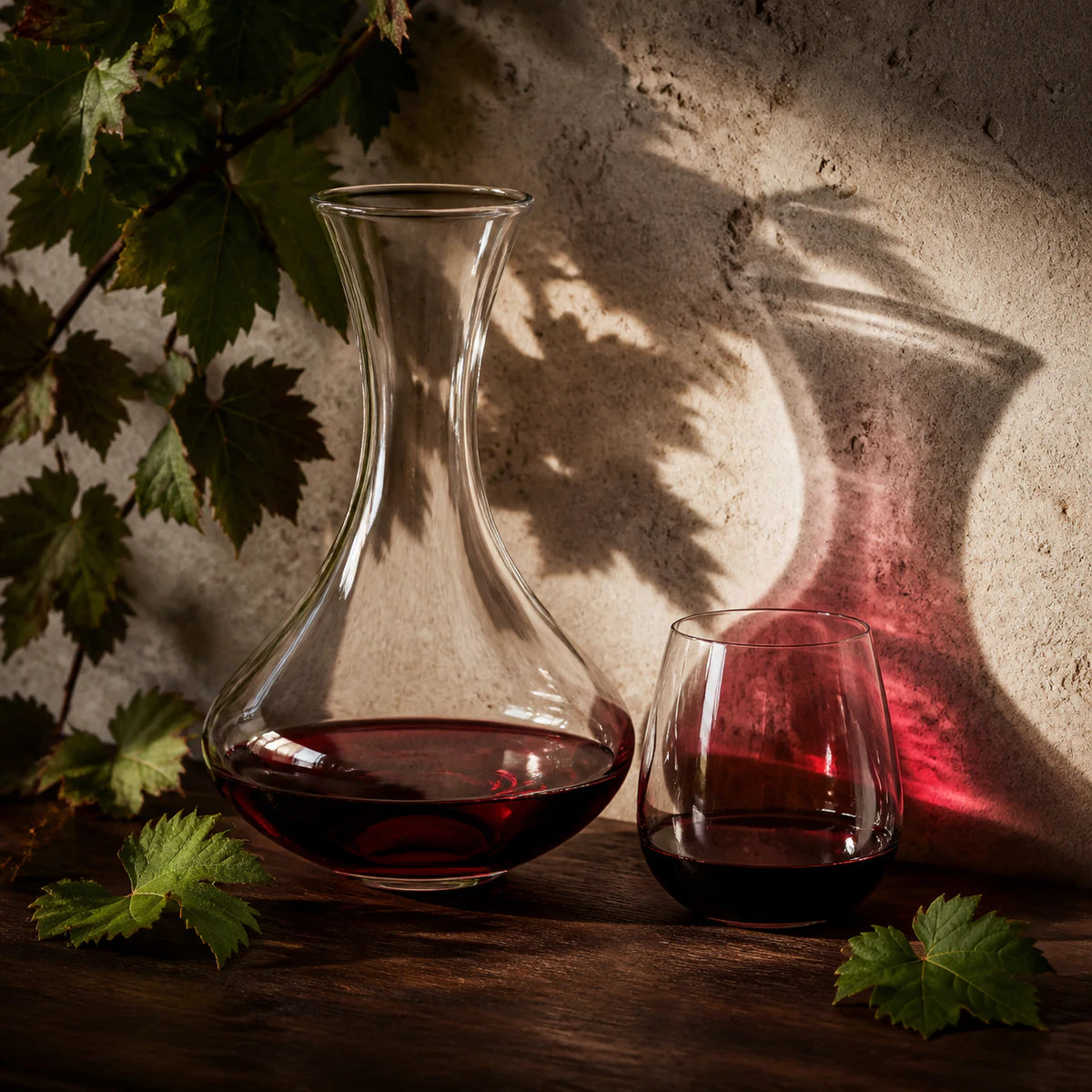 Carafe et reflet lie-de-vin pour la collection d’affiches vin et œnologie