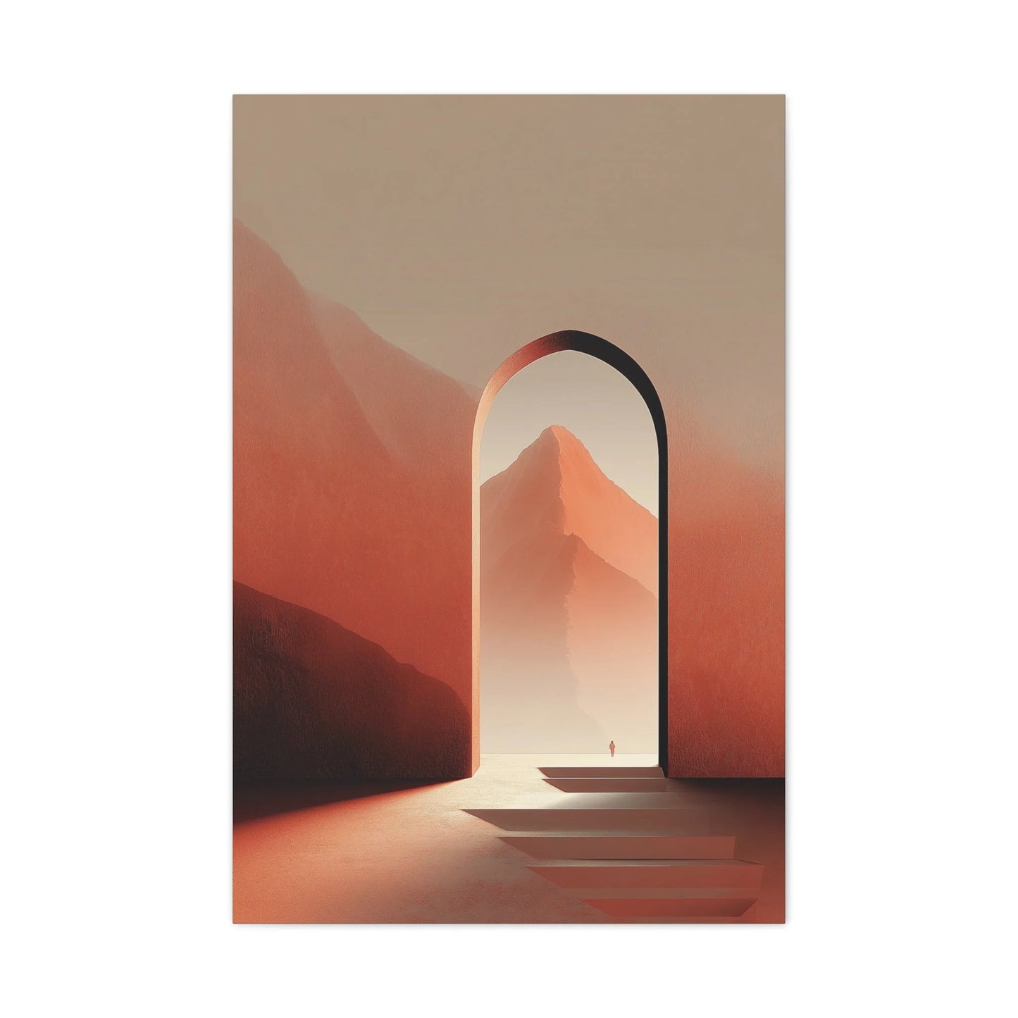 Décoration murale terracotta — voûte et montagne en silhouette