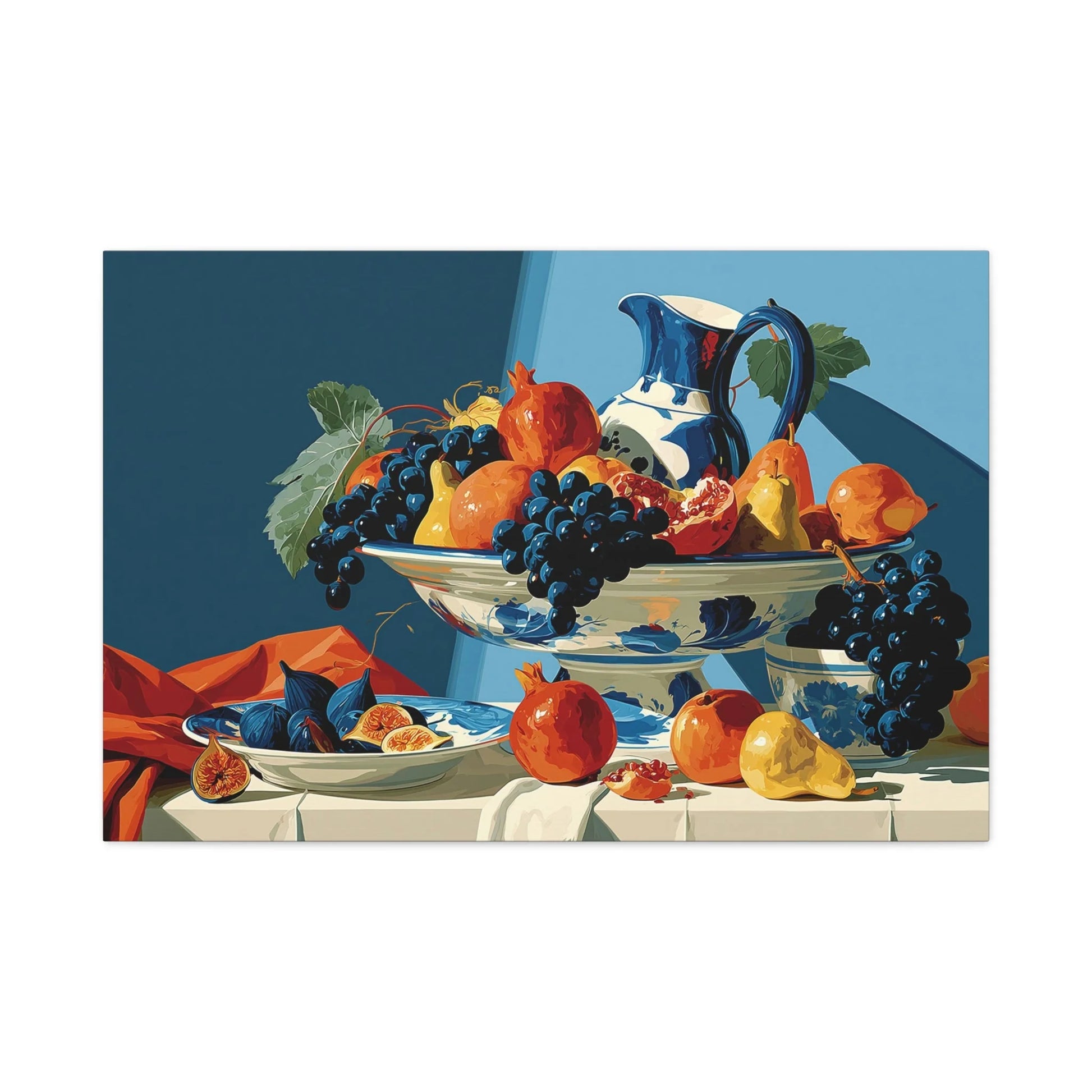 Tableau Nature Morte Fruits Clair-Obscur Caravage - Corbeille Nocturne - ambiance bureau créatif