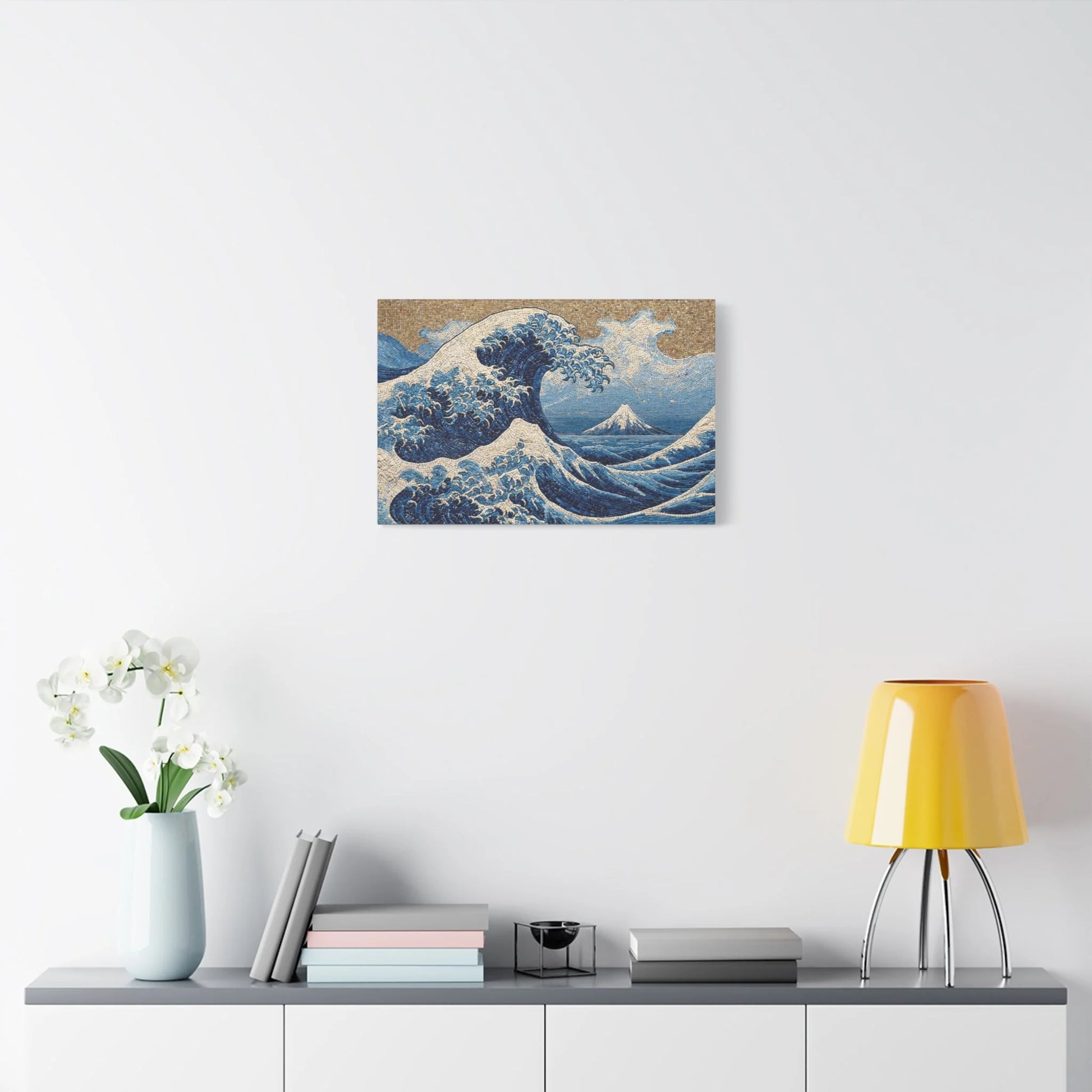 Tableau en Mosaïque Vague Hokusai - Écume de Tesselles - ambiance chambre adulte