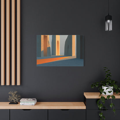 Grand Tableau Beige Or Portique Soleil