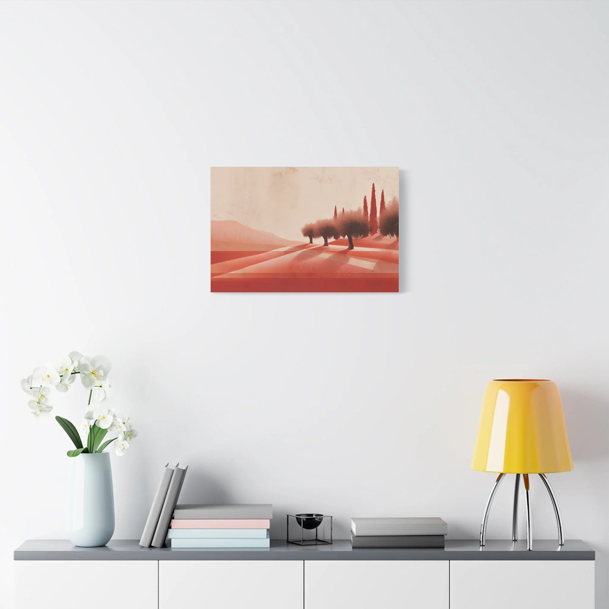 Tableau décoration murale oliveraie dans un salon contemporain