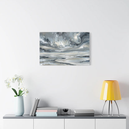 Tableau Argenté gris format horizontal grand pan de mur
