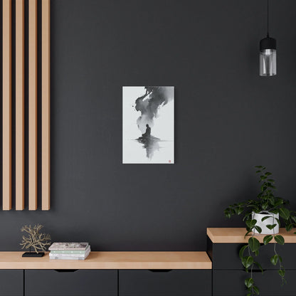 Tableau Calligraphie Bouddhique - Sagesse en Sumi-e - décor pièce à vivre lumineuse